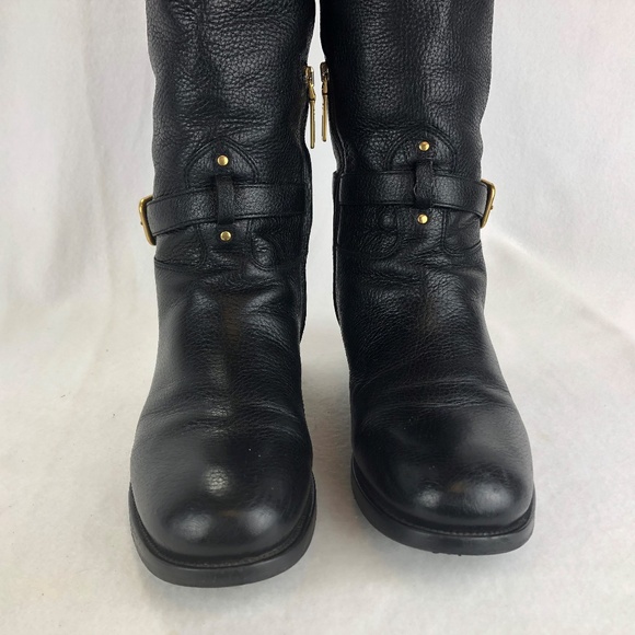 PRADA Boot Knee High Black Leather Riding Boot - Picture 2 of 8
